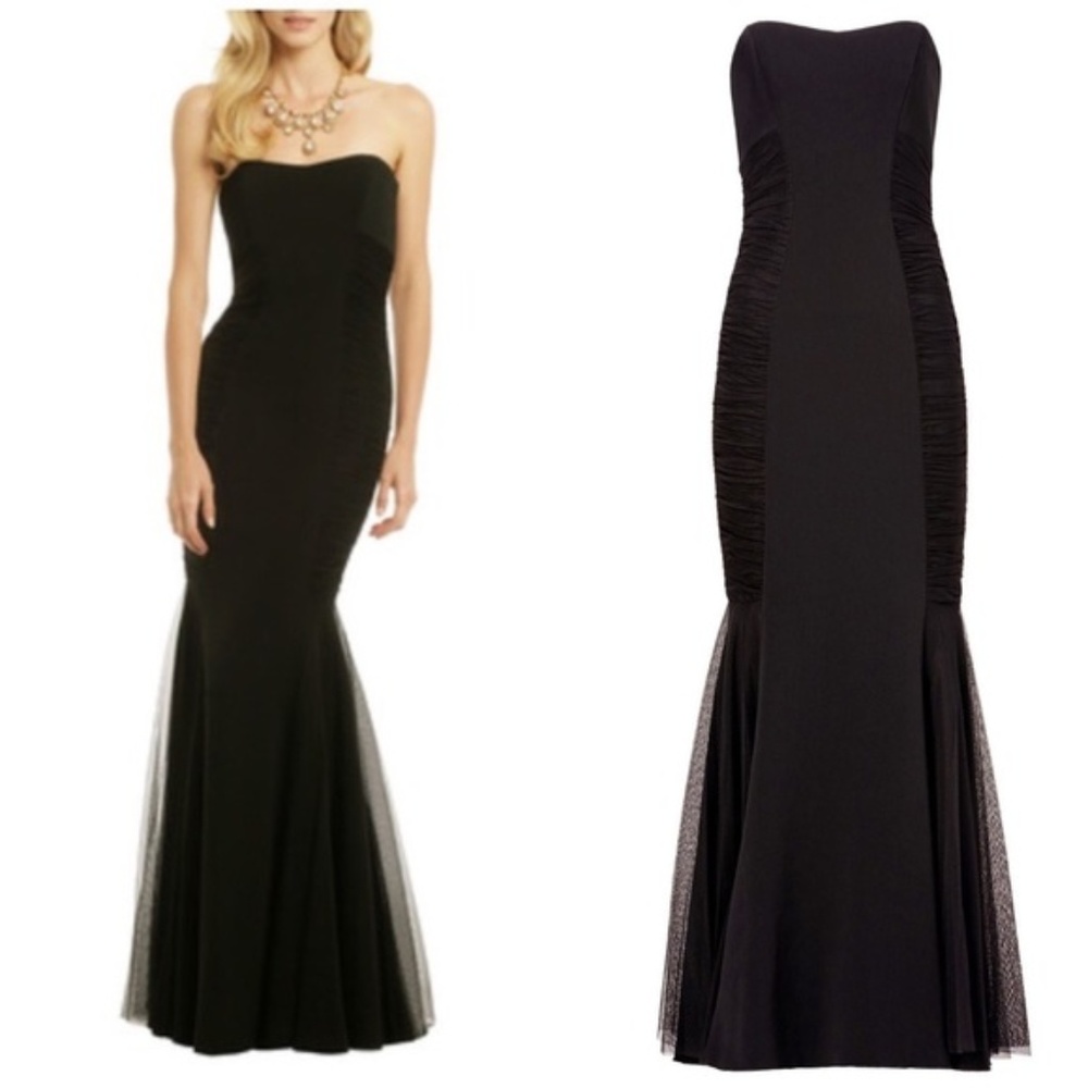 Badgley Mischka Black Strapless Curves Gown Size 4